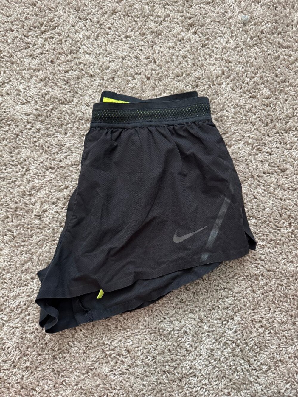 Nike Mens Black/Green 2-inch Aeroswift Split Shorts Running Size M - Picture 5 of 5